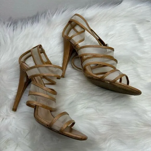 Loeffler Randall Paige Mesh Nude Strappy Heel 7.5