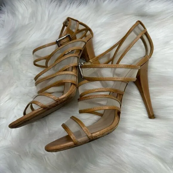 Loeffler Randall Paige Mesh Nude Strappy Heel 7.5