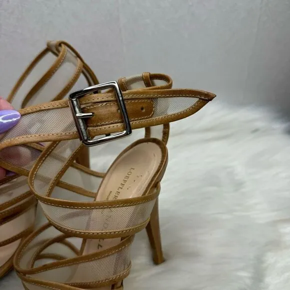 Loeffler Randall Paige Mesh Nude Strappy Heel 7.5