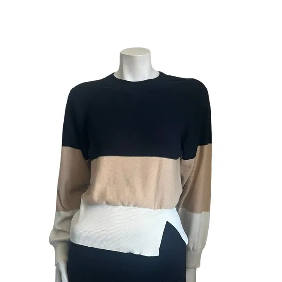 Lorena Antoniazzi Sweater  Crew Neck Color Block Sweater Size 38 Made in Italy