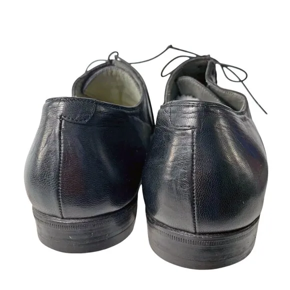 Lorenzo Banfi Black with‎ White Leather Embossed Cap Toe Dress Oxfords