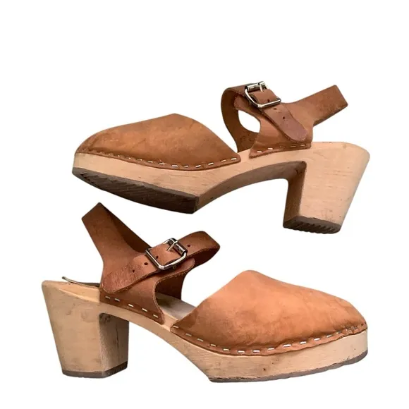 Lotta From Stockholm Classic Heeled Tan Clogs