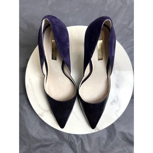 Louis Et Cie Hermosah Purple d' Orsay Leather Pointed Toes Pumps SZ9.5:Pre-Owned