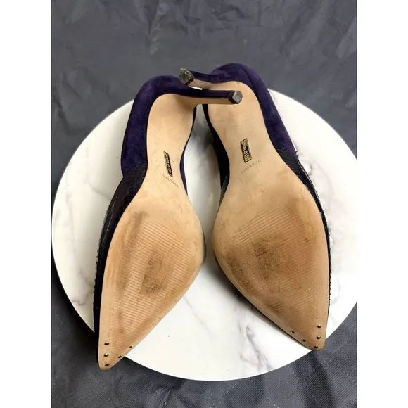 Louis Et Cie Hermosah Purple d' Orsay Leather Pointed Toes Pumps SZ9.5:Pre-Owned