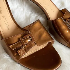 Louis Vuitton Vernis Leather Open Toe Dice Slide Mules