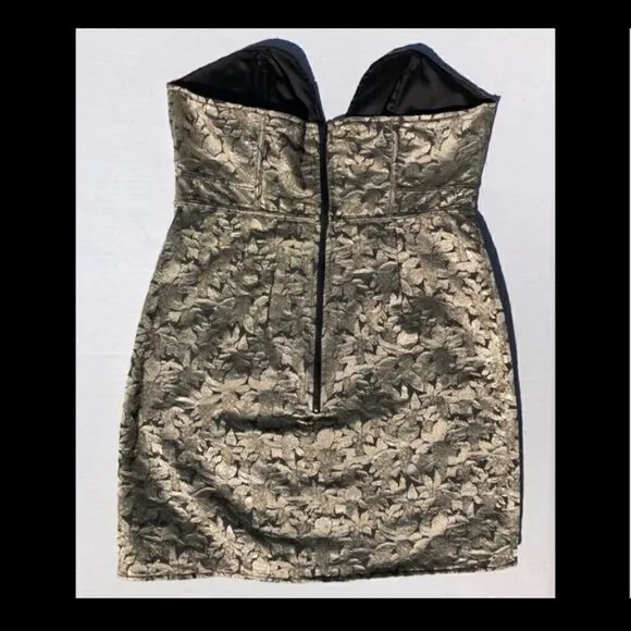 LOVERS FRIENDS WILD &amp; FREE BODYCON GOLD LEAF DRESS L