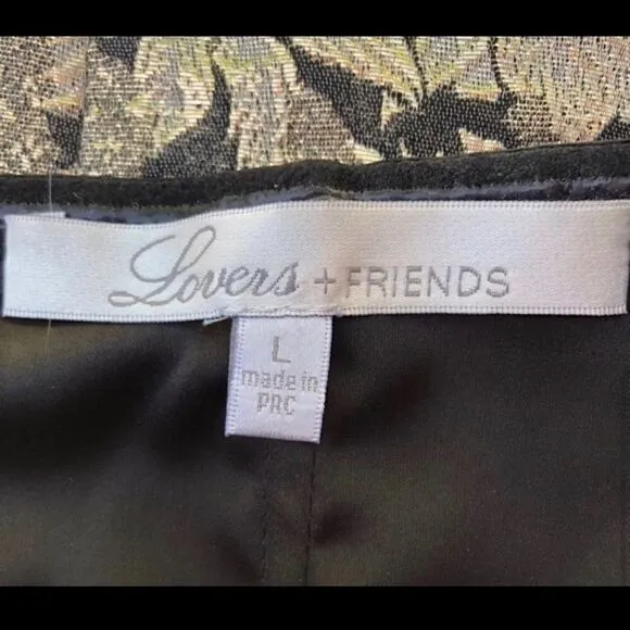LOVERS FRIENDS WILD &amp; FREE BODYCON GOLD LEAF DRESS L