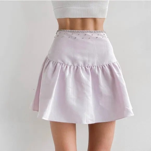 LoveShackFancy Lively Embellished Mini Skirt