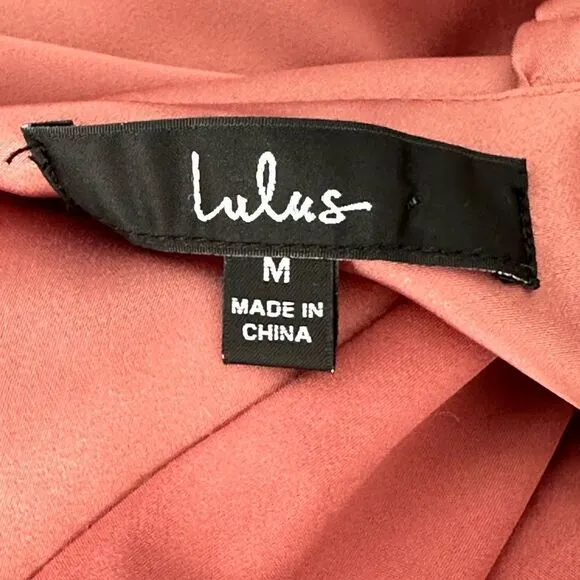 Lulus Pink Satin Asymmetrical Midi Dress| Size M