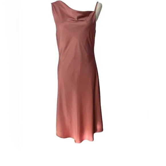 Lulus Pink Satin Asymmetrical Midi Dress| Size M