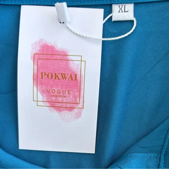 Luxury Silk Nightgown Button Front Night Shirt Silky Satin Turquoise Size XL