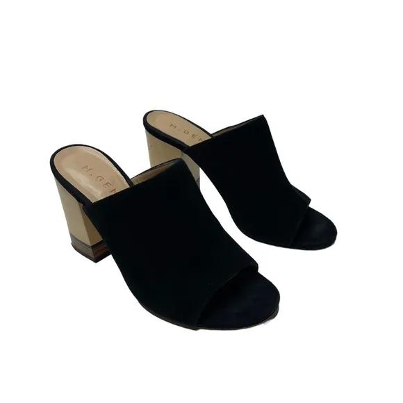 M. Gemi | Black Suede Peep Toe Mules 36.5