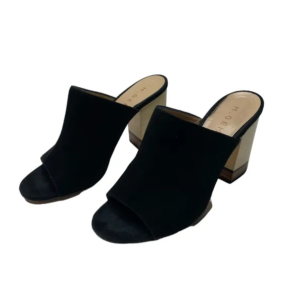 M. Gemi | Black Suede Peep Toe Mules 36.5