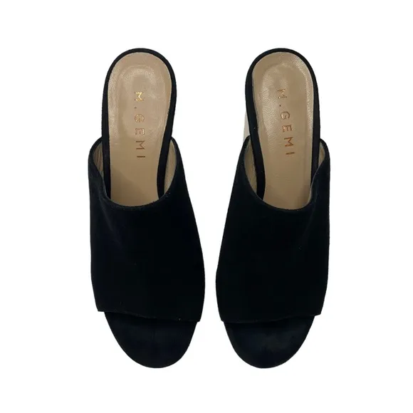 M. Gemi | Black Suede Peep Toe Mules 36.5