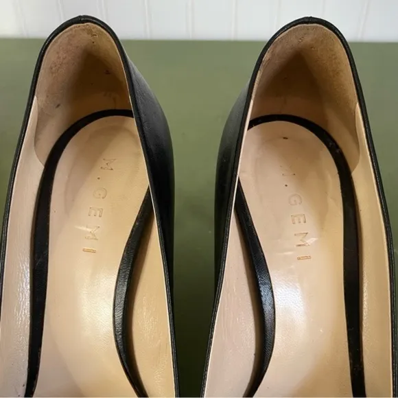 M Gemi Classic 90mm High Heels in Black Leather Handmade *Italy*