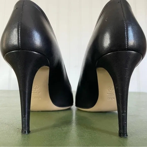 M Gemi Classic 90mm High Heels in Black Leather Handmade *Italy*