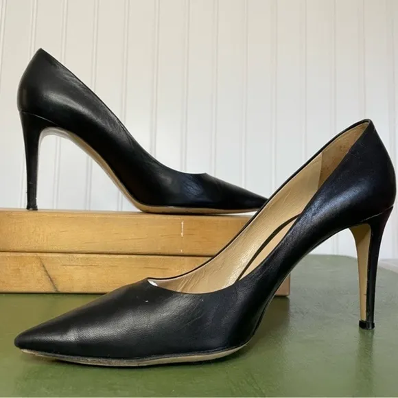 M Gemi Classic 90mm High Heels in Black Leather Handmade *Italy*