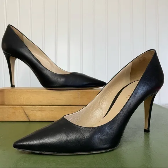 M Gemi Classic 90mm High Heels in Black Leather Handmade *Italy*