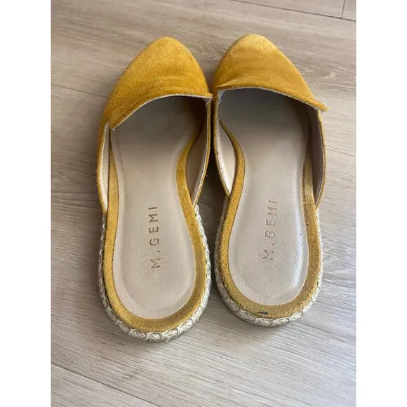 M. Gemi shoes women’s 39 yellow suede slip on mule espadrille made in Italy boho