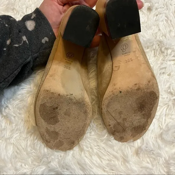 M. Gemi Tan Beige the Notare Block Heel Peep Toe Mules