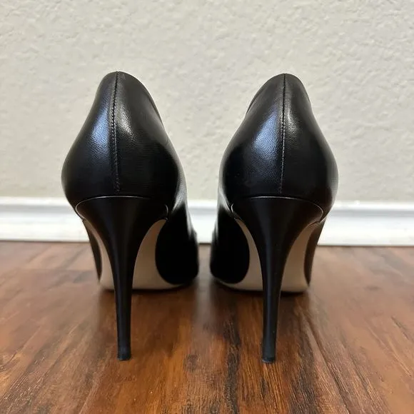 M. GEMI The Esatto 90mm Pointed Toe Pump Heels Black Leather
