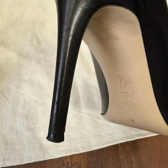 M. GEMI The Esatto 90mm Pointed Toe Pump Heels Black Leather