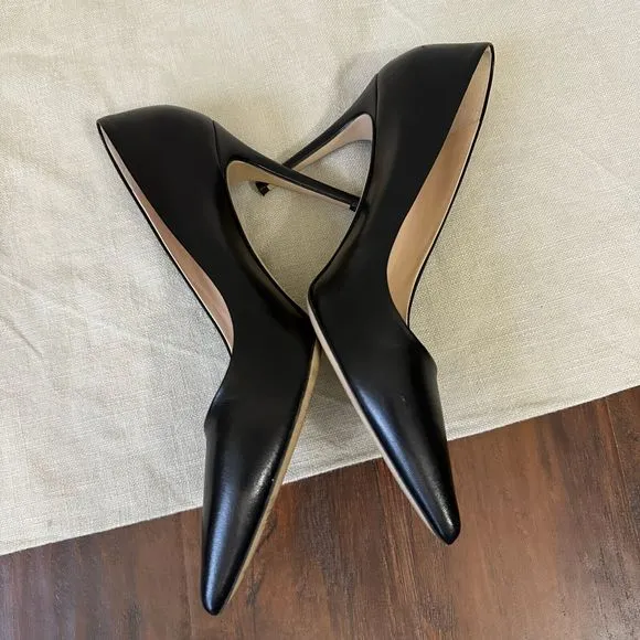 M. GEMI The Esatto 90mm Pointed Toe Pump Heels Black Leather