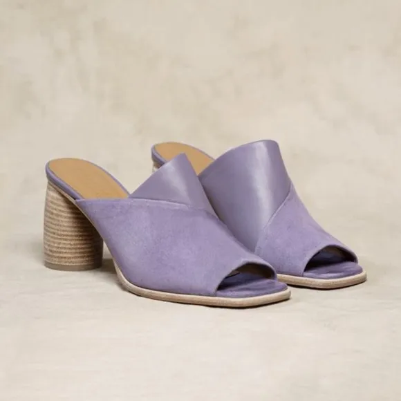M. Gemi The Ilaria 70mm Mules Purple Leather Shoes Heels Size 40.5 9.5