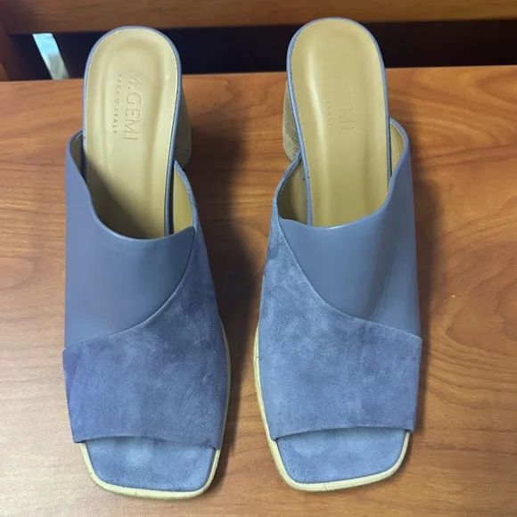 M. Gemi The Ilaria 70mm Mules Purple Leather Shoes Heels Size 40.5 9.5