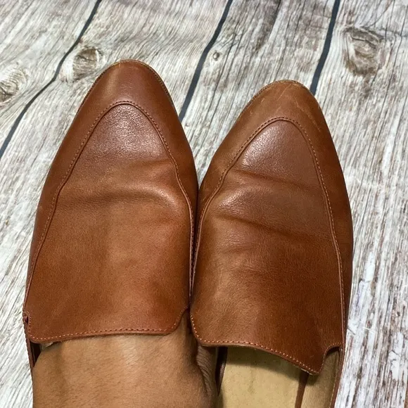 Madewell almond toe slip on leather upper mules size 10