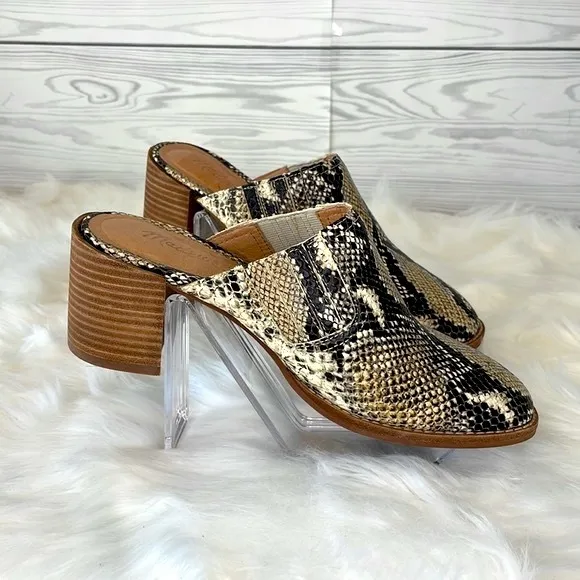 Madewell  “Carey” Mule in Snake Embossed Leather