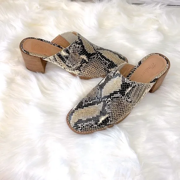 Madewell  “Carey” Mule in Snake Embossed Leather