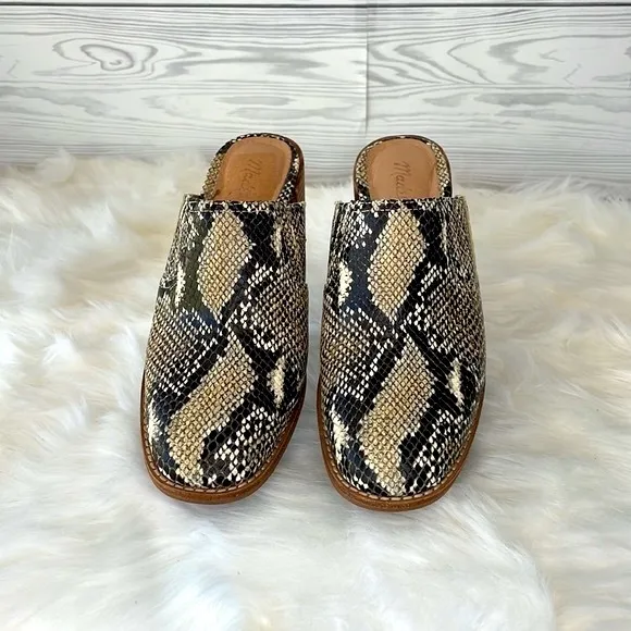 Madewell  “Carey” Mule in Snake Embossed Leather