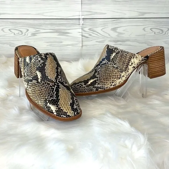 Madewell  “Carey” Mule in Snake Embossed Leather