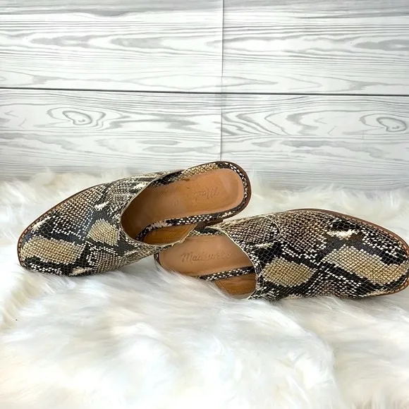 Madewell  “Carey” Mule in Snake Embossed Leather