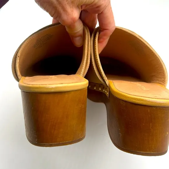 Madewell Cecily Clogs Oiled Leather Dried Straw Tan 8 Slip On Heeled Shoes