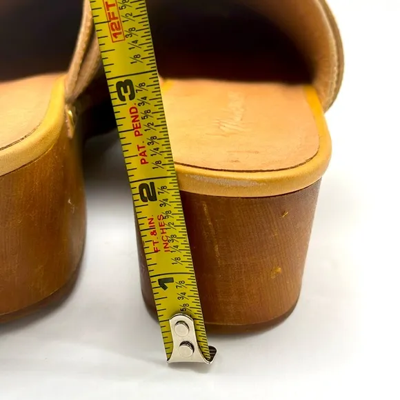 Madewell Cecily Clogs Oiled Leather Dried Straw Tan 8 Slip On Heeled Shoes
