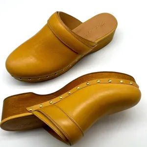 Madewell Cecily Clogs Oiled Leather Dried Straw Tan 8 Slip On Heeled Shoes