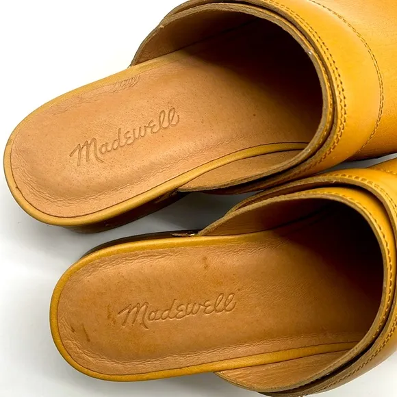 Madewell Cecily Clogs Oiled Leather Dried Straw Tan 8 Slip On Heeled Shoes