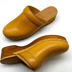 Madewell Cecily Clogs Oiled Leather Dried Straw Tan 8 Slip On Heeled Shoes