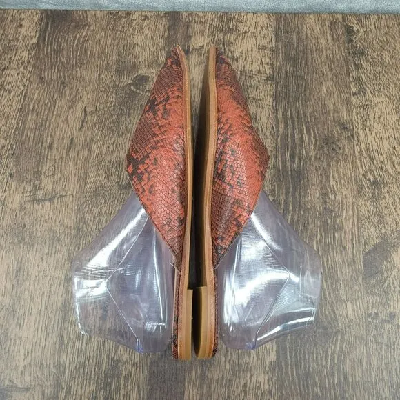 Madewell Emilia Mules 11 Dark Cinnabar Multi Snake Embossed Leather Pointed Toe