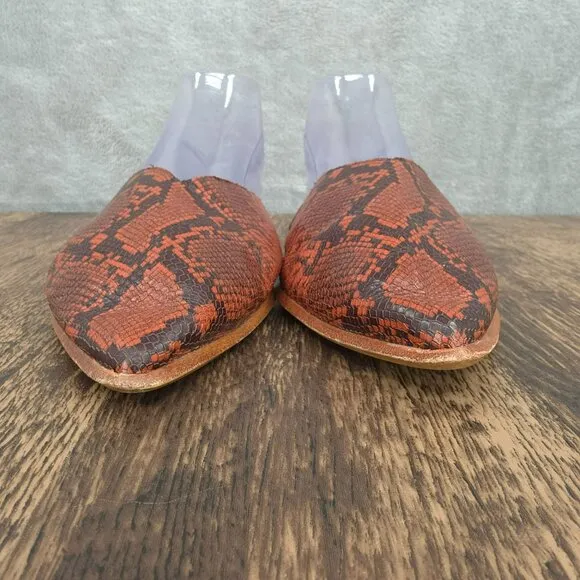 Madewell Emilia Mules 11 Dark Cinnabar Multi Snake Embossed Leather Pointed Toe