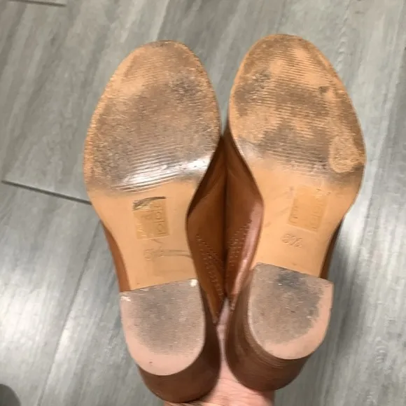 Madewell Harper Brown Leather Round Toe Mules      size 5.5