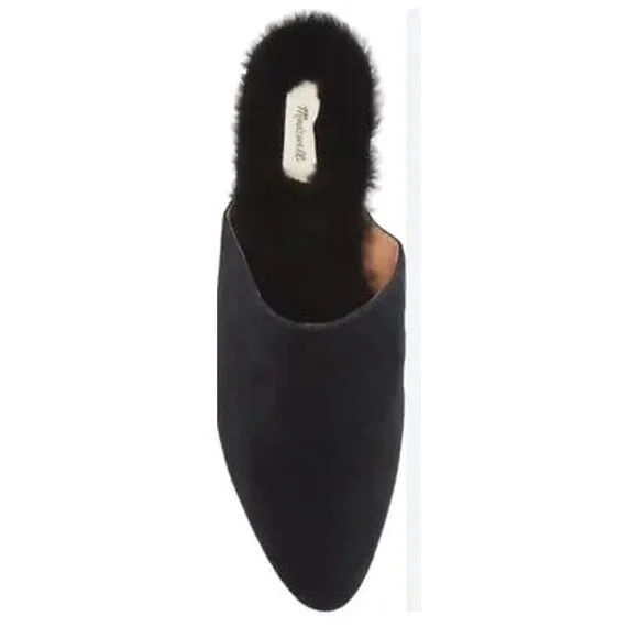 Madewell NB286 Suede Kasey Mule in Faux Shearling Black 7.5