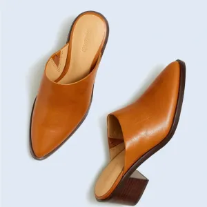 Madewell The Darcy Mule Warm Coffee Brown Leather Stacked Heel Sz 6 NEW