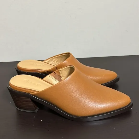 Madewell The Darcy Mule Warm Coffee Brown Leather Stacked Heel Sz 6 NEW