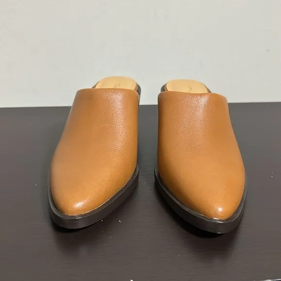 Madewell The Darcy Mule Warm Coffee Brown Leather Stacked Heel Sz 6 NEW