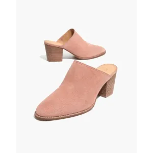 Madewell The Harper Mule Pink Old Rose Suede Leather Heeled Shoe Slip On 8.5