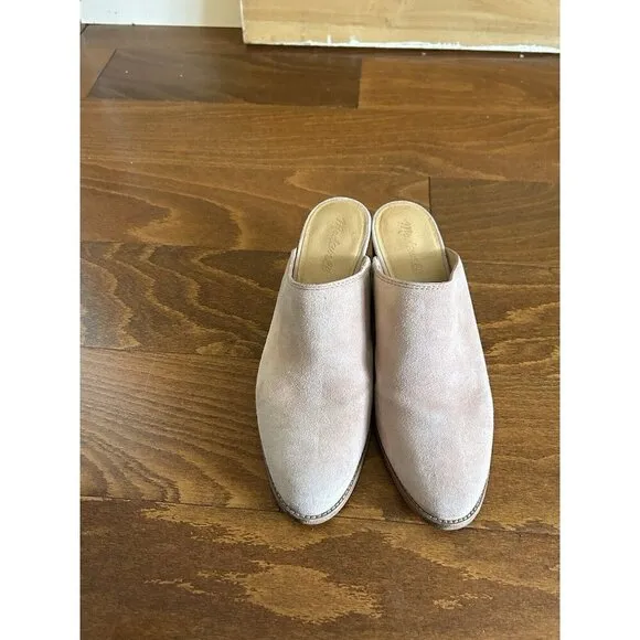 Madewell The Harper Mule Pink Old Rose Suede Leather Heeled Shoe Slip On 8.5