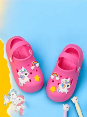 Magical Pink Unicorn and Rainbow Clogs for Kids